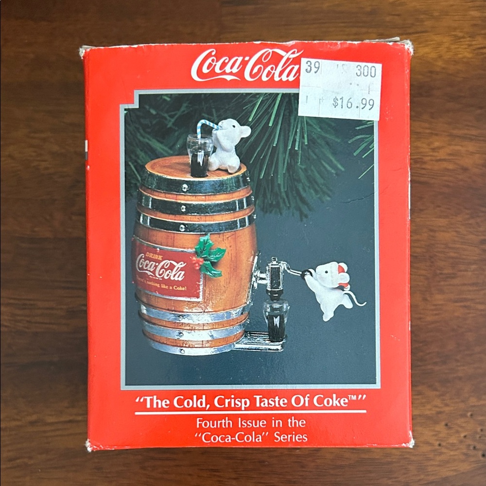 Coca Cola Festive Barrel Ornament with Mice